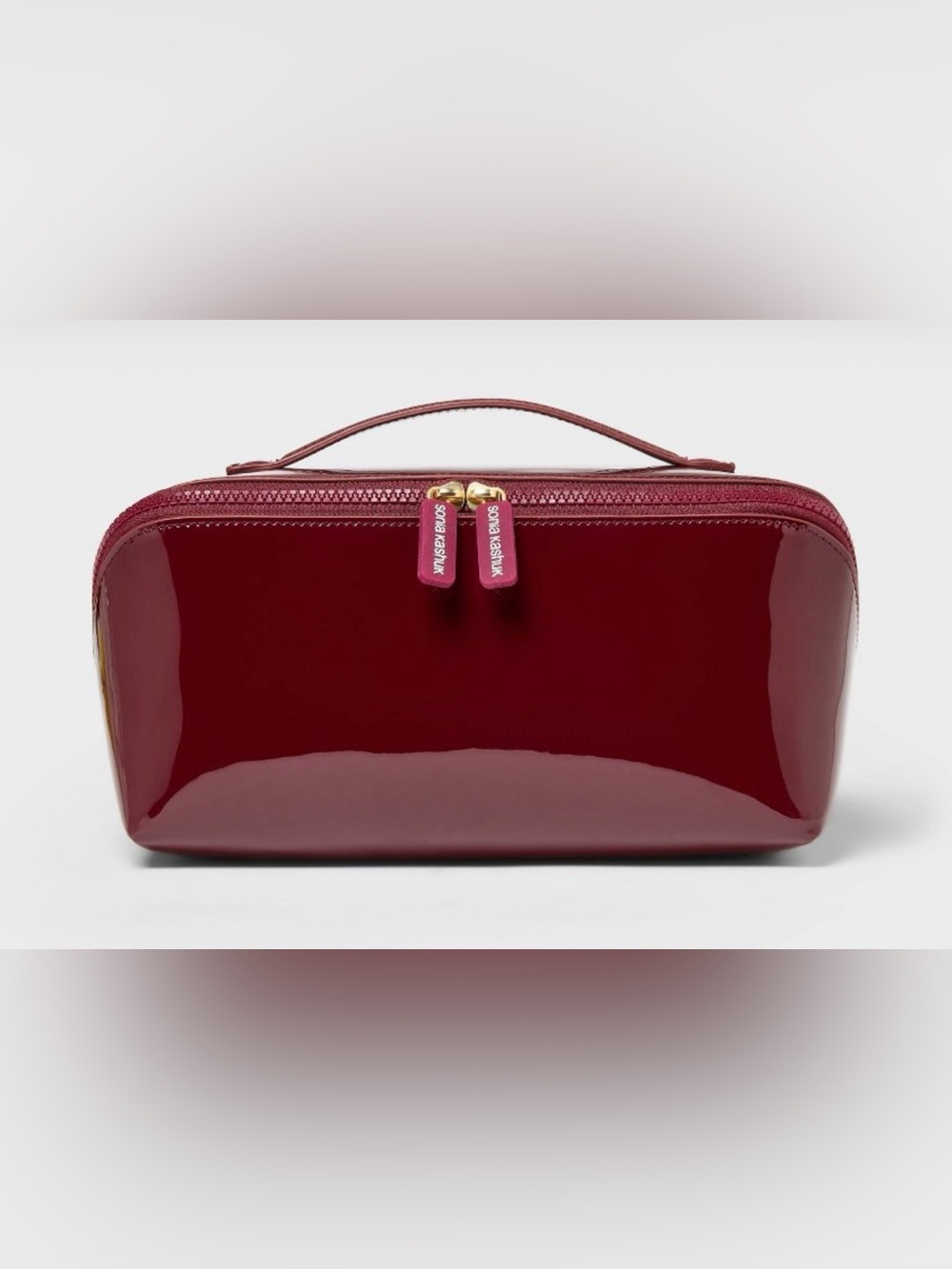 Sonia Kashuk Deep Wine Patent Cosmetic Case with Top Handle